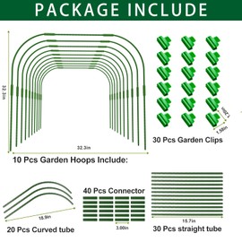 Garden Hoops for Raised beds, 10 Sets DIY Rust-Free Garden Tunnel 32.3"x 32.3" Greenhouse Hoops for Row Cover Garden Netting, Reuseable Plastic-Coated Steel Grow Tunnel Support Frame