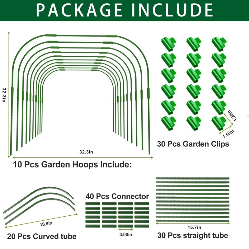 Garden Hoops for Raised beds, 10 Sets DIY Rust-Free Garden