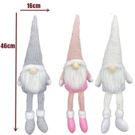 KAHEIGN 3Pcs Christmas Plush Figurines, 3 Colors Handmade Swedish Tomte Gnome Plush Scandinavian Santa Elf Long Legs Figurine for Christmas Table Fireplace Home Decor (46cm x 16cm)