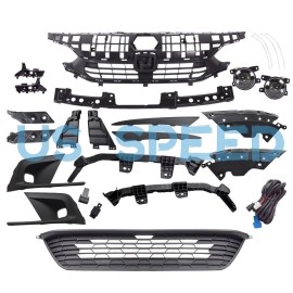Unbranded For 2022-2023 Honda Civic Sedan Grille/Headlight Trim/LED Fog Lamp/Bracket 17PCS