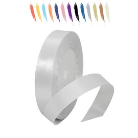 White 15 mm Satin Ribbon 23 Metres, Polyester Ribbon, Beautify Your Crafts and Celebrations, Ideal for Gift Wrapping, Decorations, Wedding Car Ribbon, Ribbons for Crafts