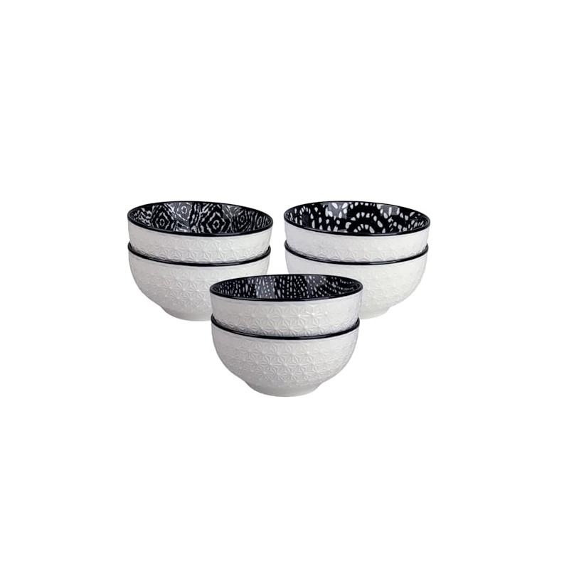 10 Strawberry Street Embossed Shibori Pad Print 6.5" Cereal Bowls,