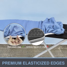 VividPaw Ironing Board Cover and Pad 18x49, Extra Wide, Thick Padding, Elastic Edge, Silicone Coated, Resist Scorching and Staining, Heavy Duty Iron Board Covers (Silicone Coating-Blue, 18" x 49")