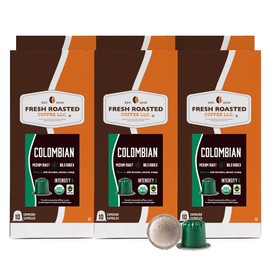 Fresh Roasted Coffee for Nespresso OriginalLine, Single Origin Organic Colombian Tolima, Medium, 60 Count Aluminum Capsules