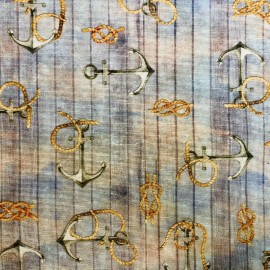 LushFabric Nautical KNOTS Fabric Anchor Print Curtain Material for Dress Curtain 140cm wide - HALF METRE