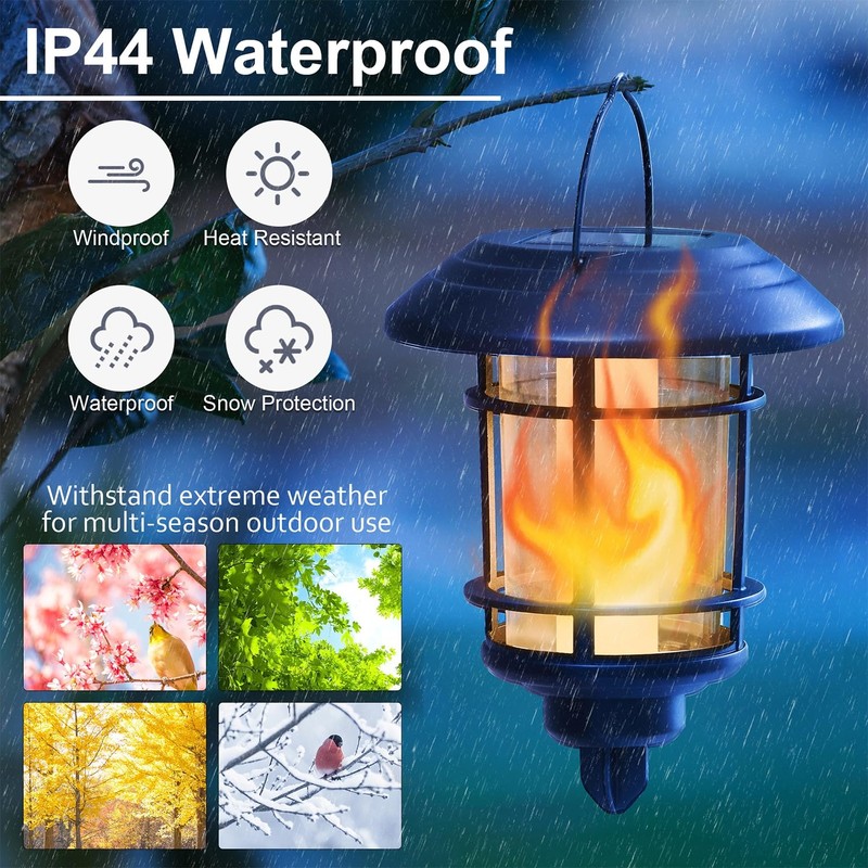 Dynaming 6 Pack Solar Flame Torch Lights Outdoor, Halloween Dual