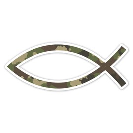 Camo Christian Fish Vinyl Sticker Auto Car Truck Wall Laptop | Sticker | 5.5" Wide