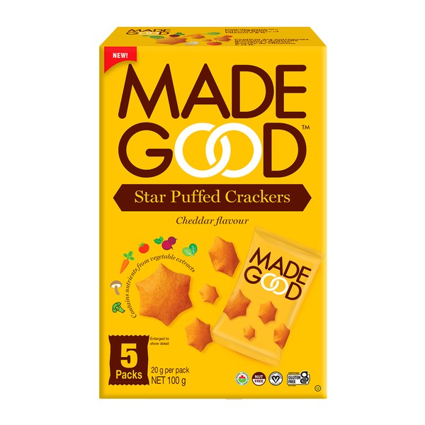 Made Good Star Puffed Crackers Cheddar 5x20g