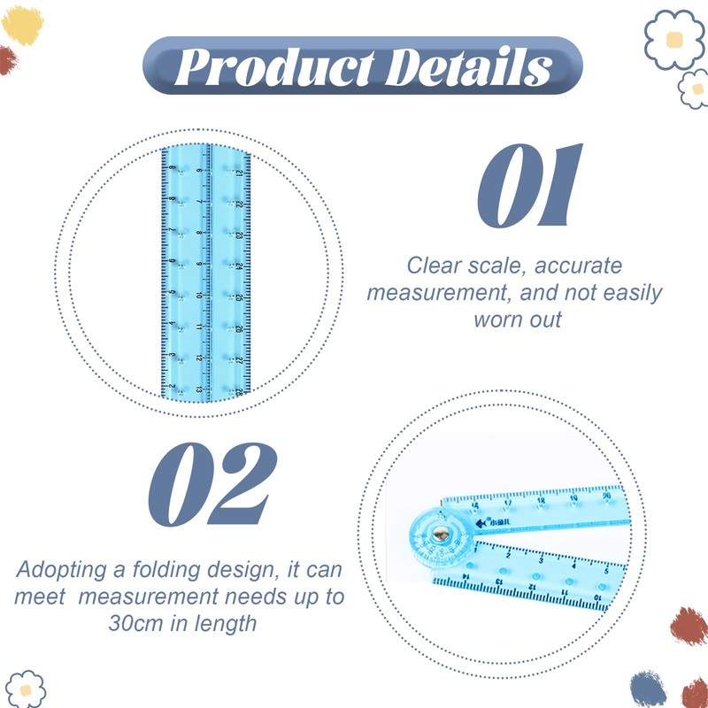 3 Pcs 30cm Foldable Ruler Ruler 30cm Folding, 30cm Ruler