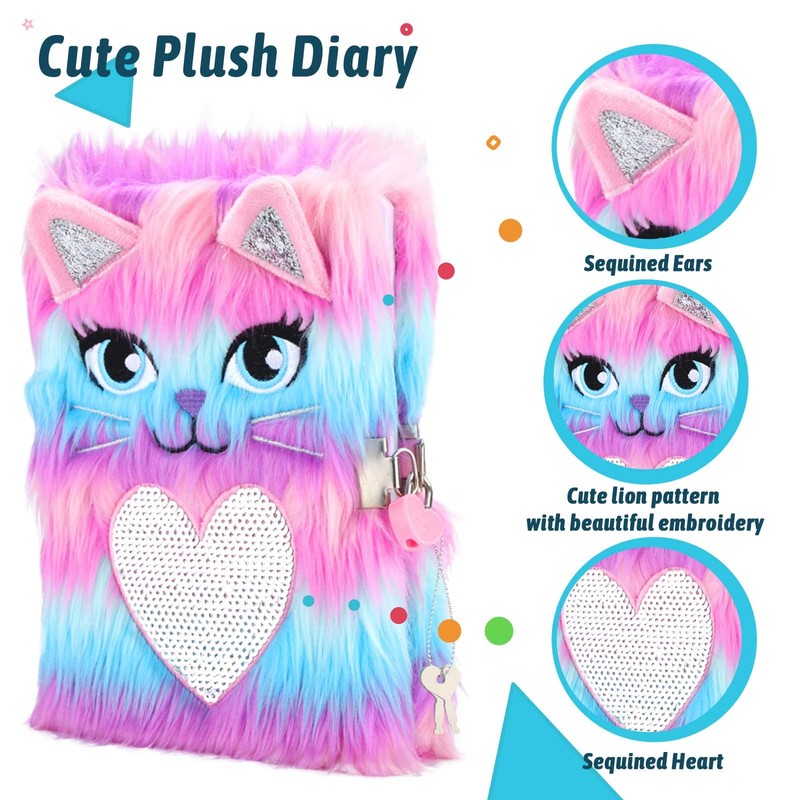 SuperStyle Cat Diary with Lock, Gift for 6 7 8