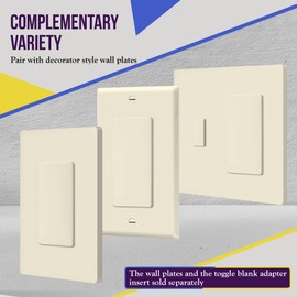 ENERLITES Blank Decorator Wall Plate Insert, 1 Gang Blank Rocker Outlet Adapter Insert, 6001-LA, Light Almond (Pack of 1)