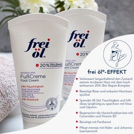 frei öl Hydrolipid Foot Cream, 24 Hour Moisture and Regeneration of the Skin Protection Barrier, Against Calluses, Dermatologically Tested, Vegan, 75 ml