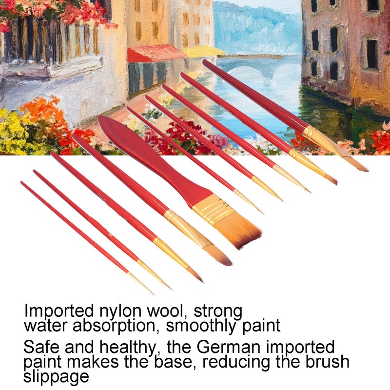 11Pcs Acrylic Paint Brushes Seamless Interface Strong Water Absorption Smoothly