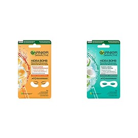 Garnier Skin Naturals Face Mascarilla facial en tela para ojos anti arrugas  Mascarilla facial en tela para ojos anti ojeras con coco hidra bomb de...