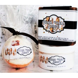 Chubby Chico Charms - All Natural Bath Set - Body Bar, Bath Bomb & Body Butter (French Vanilla Biscotti)