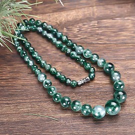 Natural JADE Jadeite Bead Flower Necklace,Length 47 cm