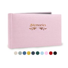 Holoary Small 4x6 Photo Album, Linen Hard Cover, Holds 50 Photos, Black Page Traditional Book Bound, Mini Brag Book Baby Album, Ideal For Wedding, Family Pictures, Gifts, Anniversary (Pink)