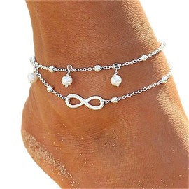 Clataly Sun Moon Anklet Bracelets Multilayer Pineapple Love Turtle Beaded Ankle Summer Accessories Beach Foot Jewelry for Women Girls (Letter 8 Anklet)