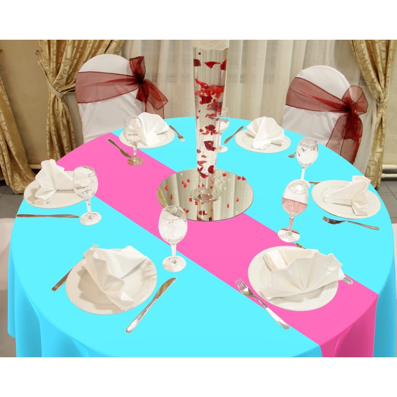 Oudain Round Plastic Disposable Tablecloth 84 Inch Stain and Wrinkle