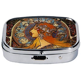 Fridolin 18248 Zodiak Art Nouveau Style Pillbox Metal 5.1 x 3.6 x 1,8 cm
