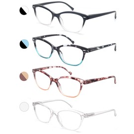 MODFANS Women Reading Glasses 2.75 4 Pair Stylish Ladies Readers with Comfort Spring Hinge Pattern Design Pouch Included