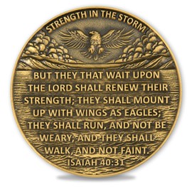 Christian Challenge Coin - Strength in The Storm - Eagle Bible Verse Collectible Prayer Coin, Isaiah 40:31 Faith Pocket Gift with Clear Acrylic Case