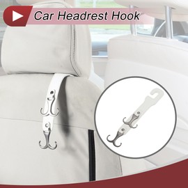 HEROFFIX 1 Pcs for Purses and Bags, Umbrella Etc Car Seat Headrest Hook Sturdy Car Seat Back Organizer Hooks White Faux Leather Metal 9.96"x2.05"