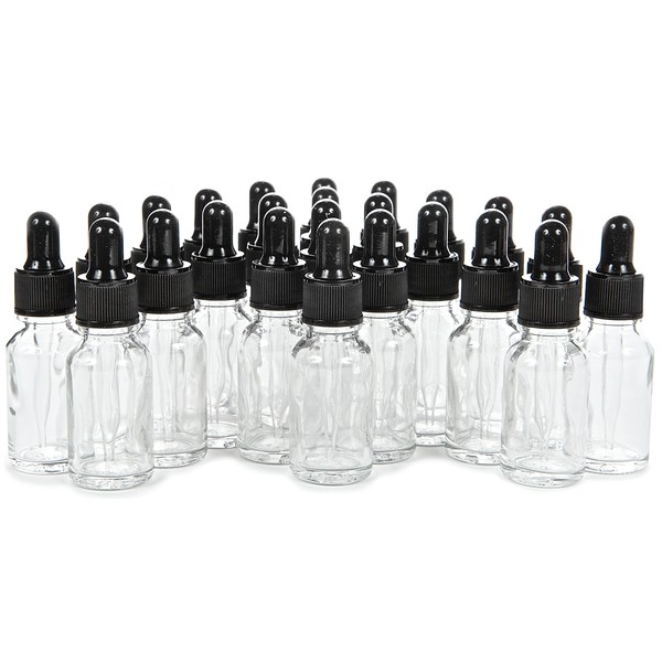 Vivaplex, 24, Clear, 15 ml (1/2 oz) Glass Bottles, with Glass Eye Droppers