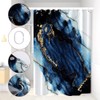 Navy Blue Marble Shower Curtain, Uiiooazy Abstract Dark Blue Polyester