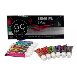 GC Nails Kit De Pinturas Acrílicas Premium Para Uñas. 12pzs. Gc Nails Color Variado