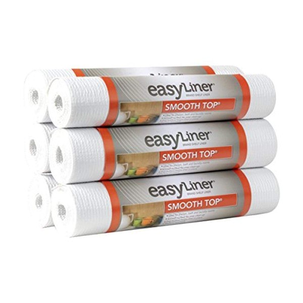 Smooth Top EasyLiner for Cabinets & Drawers - Easy to Install & Cut to Fit - Shelf Paper & Drawer Liner Non Adhesive - Non Slip Shelf Liner for Kitchen Pantry - 12 Inch Width - 60 Total Feet - White