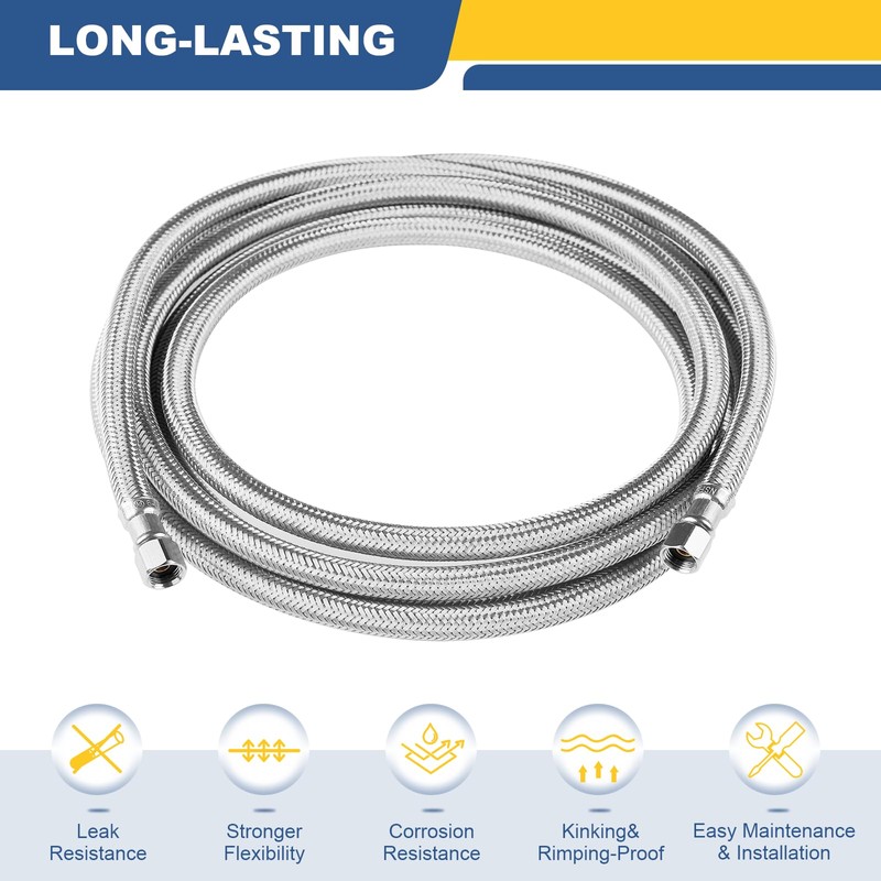 GUOFIS 10 FT Refrigerator Water Line,Stainless Steel Braided Ice Maker
