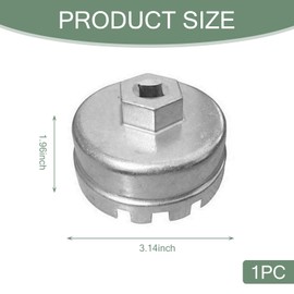 Irinidig 1 PC Car Oil Filter Wrench, 64mm 14 Slot Quick Disassembly Oil Filter Cap Labor Saving Tool, Heavy Duty 6 Slot Non-slip Filter Wrench, Compatible with Lexus Highlander Camry Models (Silver)