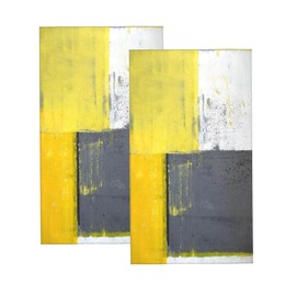 COVASA Hand Towels for Bathroom,Set of 2,Grey and Yellow Abstract Art Painting,Soft Absorbent Small Bath Towel Kitchen Dish Guest Towel Home Decor 15.7"x27.5"