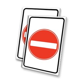 No Entry (24" X 36") 4mm Corrugated Plastic Panel, Graphics Applied to 1 Side (Pk of 2)