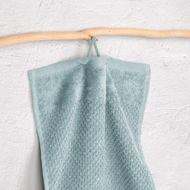 Pure Label 4-Piece Hand Towel Set with Hanging Loops, Made of 100% Cotton, Absorbent, Soft and Oeko-Tex Certified, Pack of 4 Hand Towels 50 x 100 cm, Made of Finest Cotton, Blue - Light Turquoise
