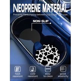 WOCOCN Car Coasters,Cup Holder Coasters for Car,2.75inch Anti Slip and Absorbent,Cute Accessory Decor for Cup Holder,Pack of 2 (Cow)