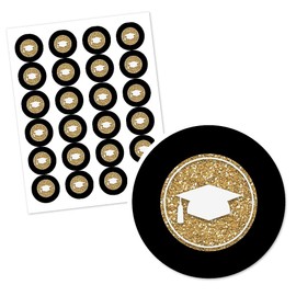 Big Dot of Happiness Gold Tassel Worth The Hassle - Graduation Party Circle Stickers - 24 Count