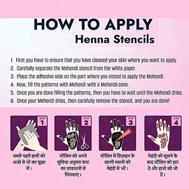 Stylesindia Self-Adhesive Arabiac Design Henna Tattoos Stencils for Henna Tattooing DIY Pack of 2 Stencils (Large) (Large Palm -02)