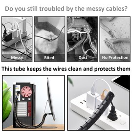MOCNT 16 mm Flexible Cable Spiral Cable Management Cable Duct Cable Protection Spiral Cable Tube Self-Closing Bundling Cable Insulation Hose Cable Cover 5 m