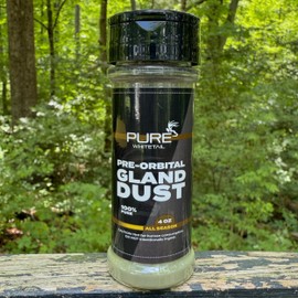 Pure Whitetail Preorbital Gland Dust – Potent Deer Forehead Gland Scent – Quick Mock Scrape Licking Stick Scent – Whitetail Deer Aroma Powder – Made in USA – 4 oz