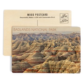 Badlands National Park, South Dakota, Ridgeline (4x6 Birch Wood Postcards, 2-Pack Stationary, Rustic Home Wall Decor)
