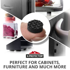 Cabinet Door Bumpers X-Protector 100 PCS – Small Rubber Pads 3/8” – Ideal Black Rubber Bumpers – Self-Adhesive Thick Rubber Dots – Bumper Pads to Protect Glass & Other Surfaces!