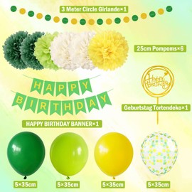 Green Yellow Birthday Decoration Happy Birthday Banner Tissue Paper Pompoms Round Circle Garland Green/Yellow Balloons Green Confetti Balloons Birthday Decoration