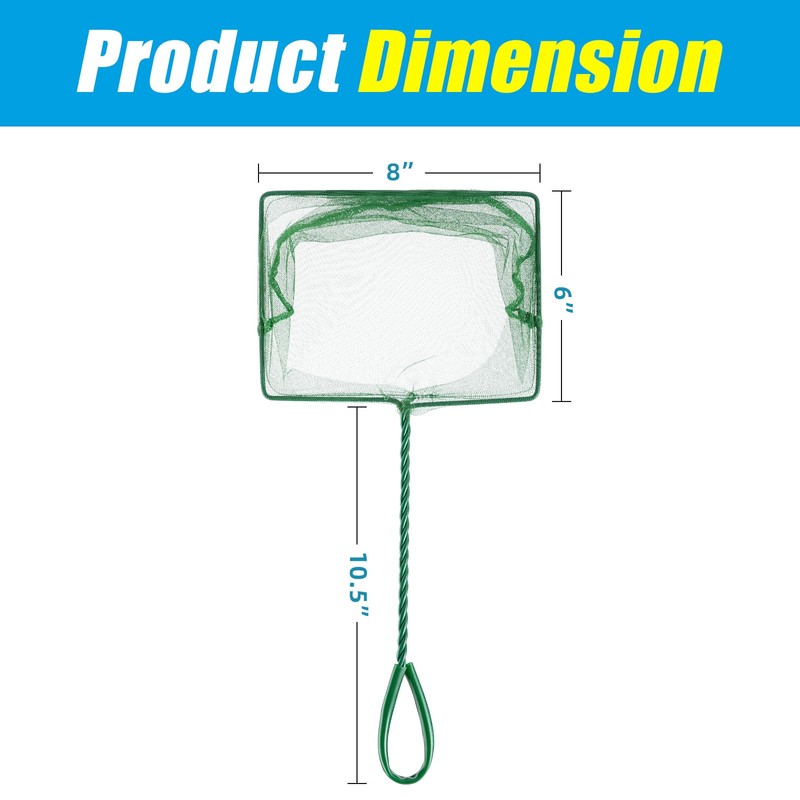 AQUANEAT 8 Inch Aquarium Fish Net, Wastes Skimming Cleaning Tool