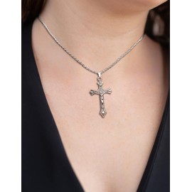 WENTIYA Christian Easter Gifts, Pardon Cross St Michael Caravaca Pendant Necklace, Cruz Del Perdon Catolica with St Benedict and Milagrosa Medal (Jesus Cross, 2)