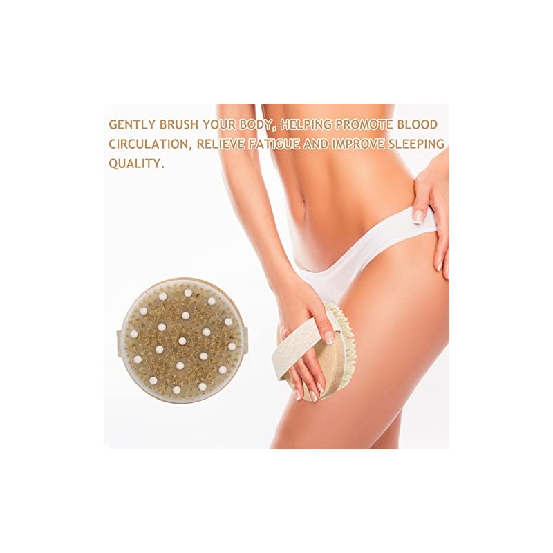 Cepillo Corporal Cerdas Naturales Cepillado Seco Exfoliación Profunda Drenaje Linfático