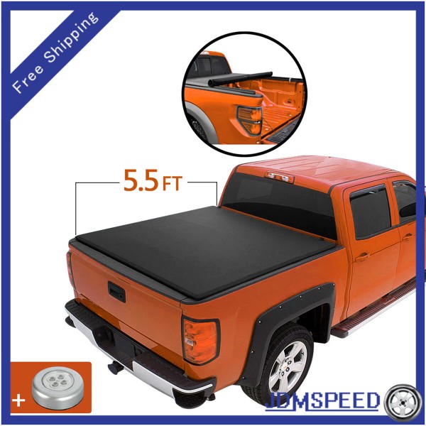 JDMSPEED 5.5ft Soft Bed Roll Up Tonneau Cover Fit For