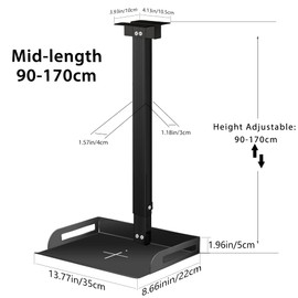 Drsn Universal Ceiling Mount with Tray for Projector Camera, 91-170 cm Adjustable, 11 Lbs Load Bearing, No Hole Installation, in-Tube Cable Routing, Universal Ceiling Mount for Wall Ceiling, Carbon