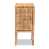 Baxton Studio Vivan Woven Natural Rattan Nightstand, 1-Door, Light Honey